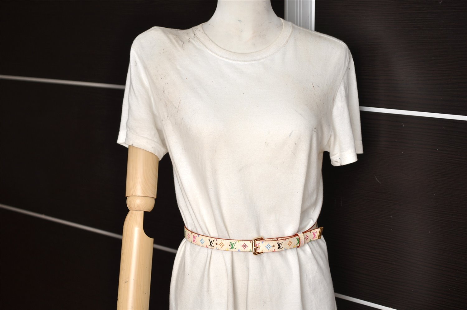 Louis Vuitton Monogram Multicolor Ceinture Belt White 70cm 27.6