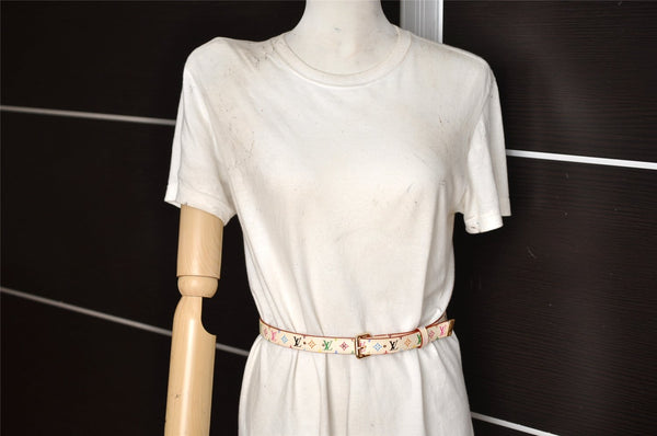 Louis Vuitton Monogram Multicolor Ceinture Belt White 70cm 27.6" M9272 LV 5254K