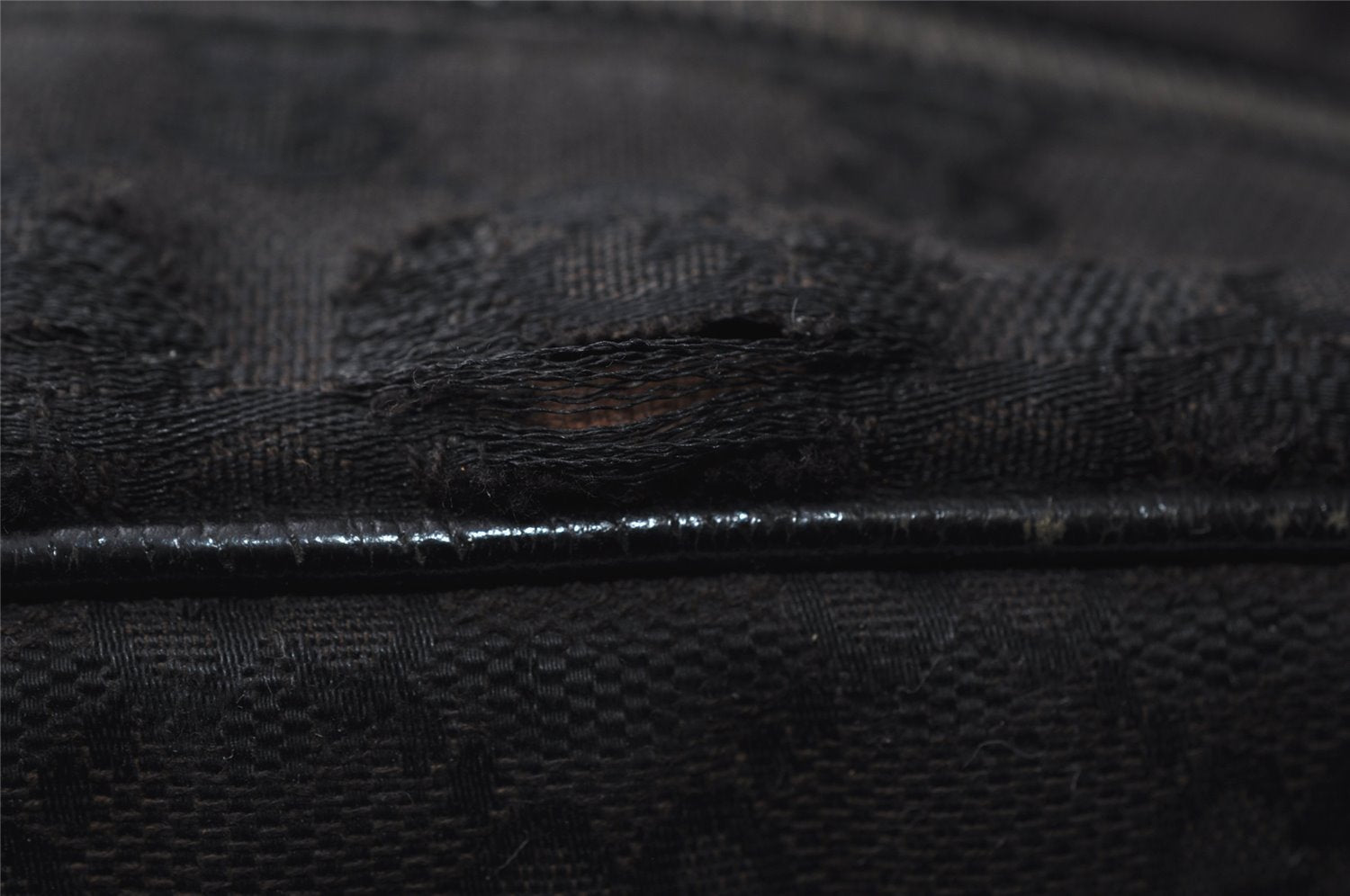 Authentic GUCCI Shoulder Cross Body Bag GG Canvas Leather 122759 Black 5255I