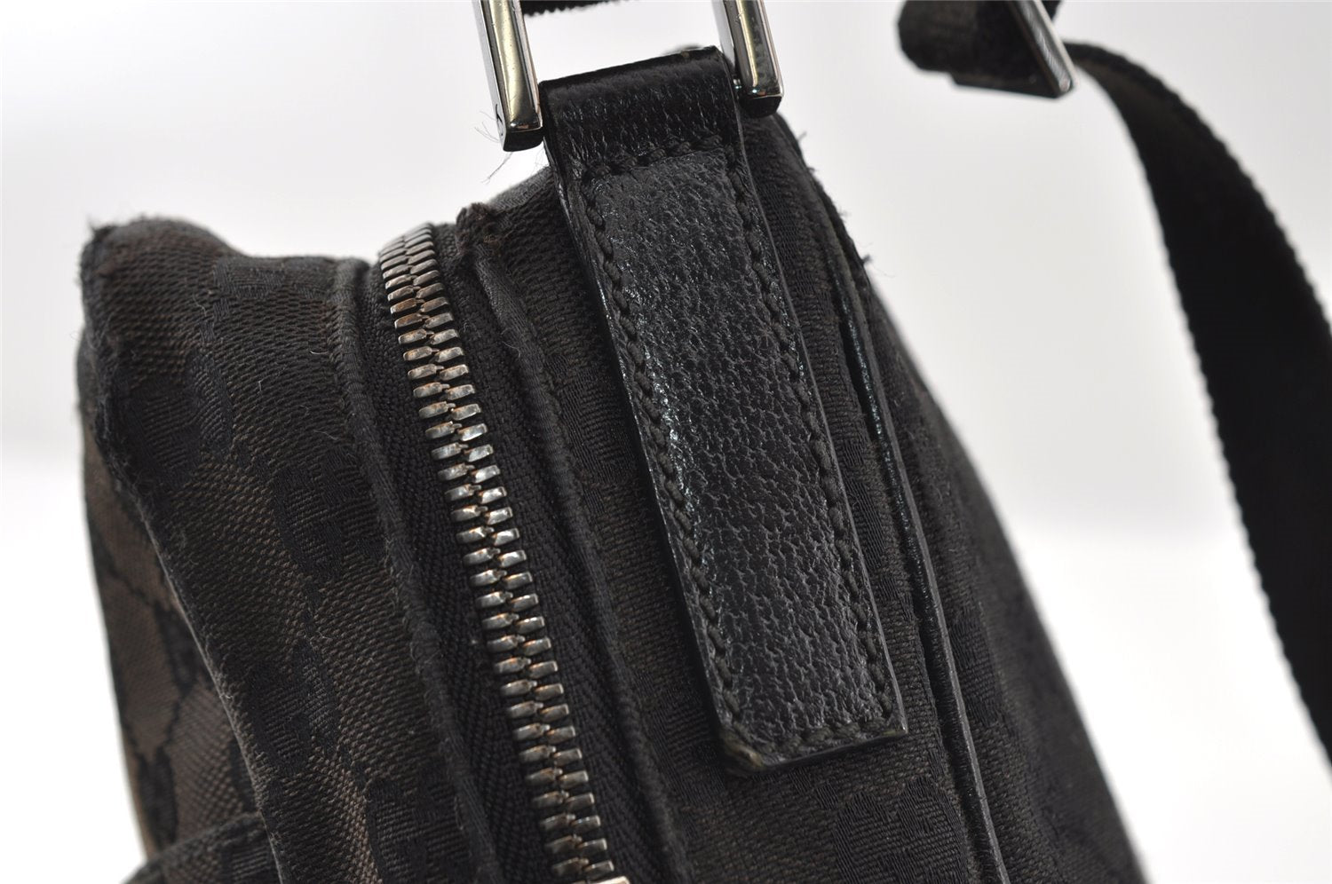 Authentic GUCCI Shoulder Cross Body Bag GG Canvas Leather 122759 Black 5255I