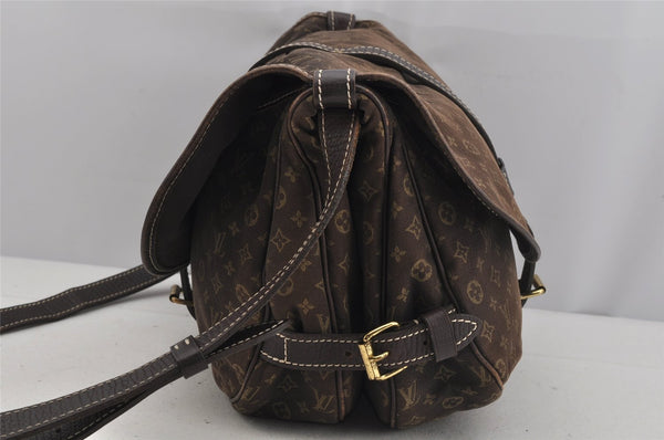 Auth Louis Vuitton Monogram Mini Lin Saumur 30 Shoulder Bag M95227 Brown 5255J