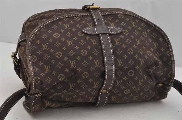 Auth Louis Vuitton Monogram Mini Lin Saumur 30 Shoulder Bag M95227 Brown 5255J