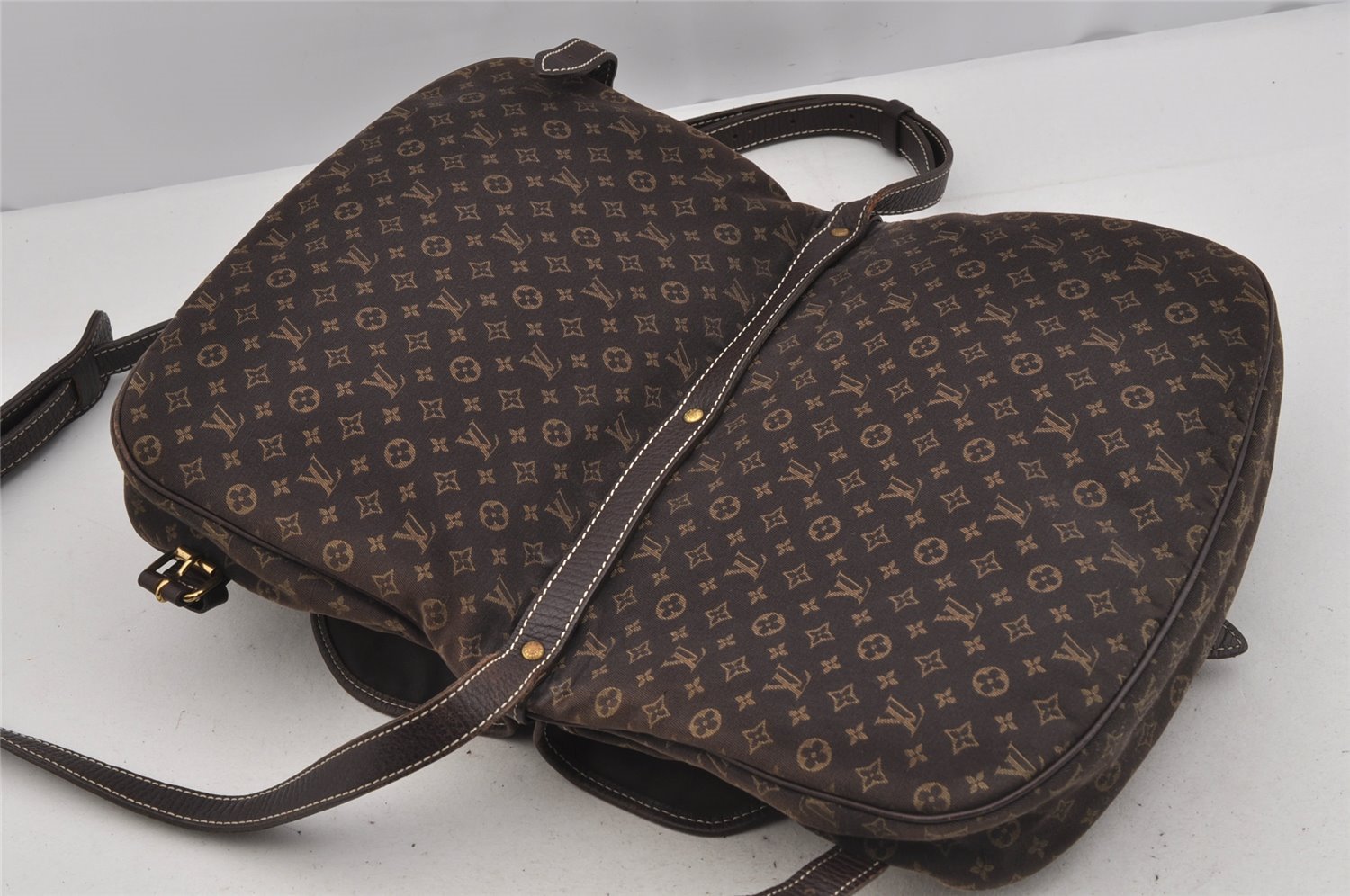 Auth Louis Vuitton Monogram Mini Lin Saumur 30 Shoulder Bag M95227 Brown 5255J