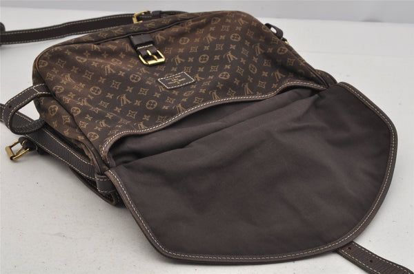 Auth Louis Vuitton Monogram Mini Lin Saumur 30 Shoulder Bag M95227 Brown 5255J