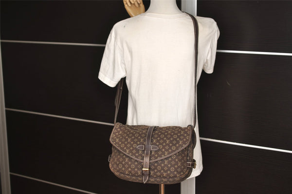 Auth Louis Vuitton Monogram Mini Lin Saumur 30 Shoulder Bag M95227 Brown 5255J