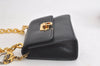 Authentic Salvatore Ferragamo Gancini Leather Shoulder Pouch Navy Box Junk 5256K