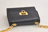 Authentic Salvatore Ferragamo Gancini Leather Shoulder Pouch Navy Box Junk 5256K