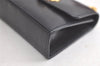Authentic Salvatore Ferragamo Gancini Leather Shoulder Pouch Navy Box Junk 5256K