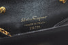 Authentic Salvatore Ferragamo Gancini Leather Shoulder Pouch Navy Box Junk 5256K