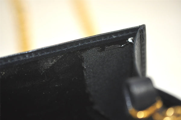 Authentic Salvatore Ferragamo Gancini Leather Shoulder Pouch Navy Box Junk 5256K