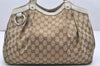 Authentic GUCCI Sukey Shoulder Tote Bag GG Canvas Leather 211944 Brown 5257K