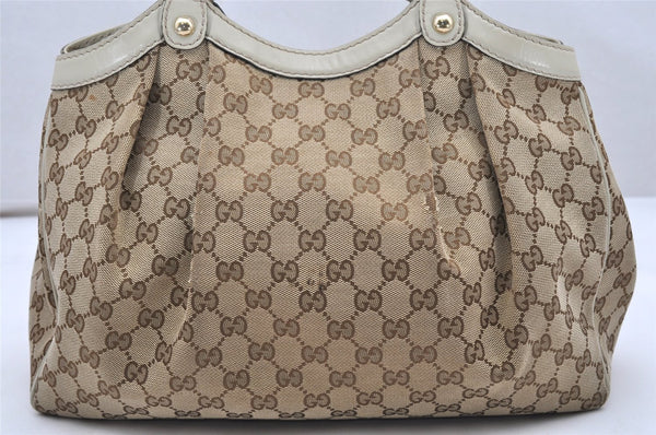 Authentic GUCCI Sukey Shoulder Tote Bag GG Canvas Leather 211944 Brown 5257K