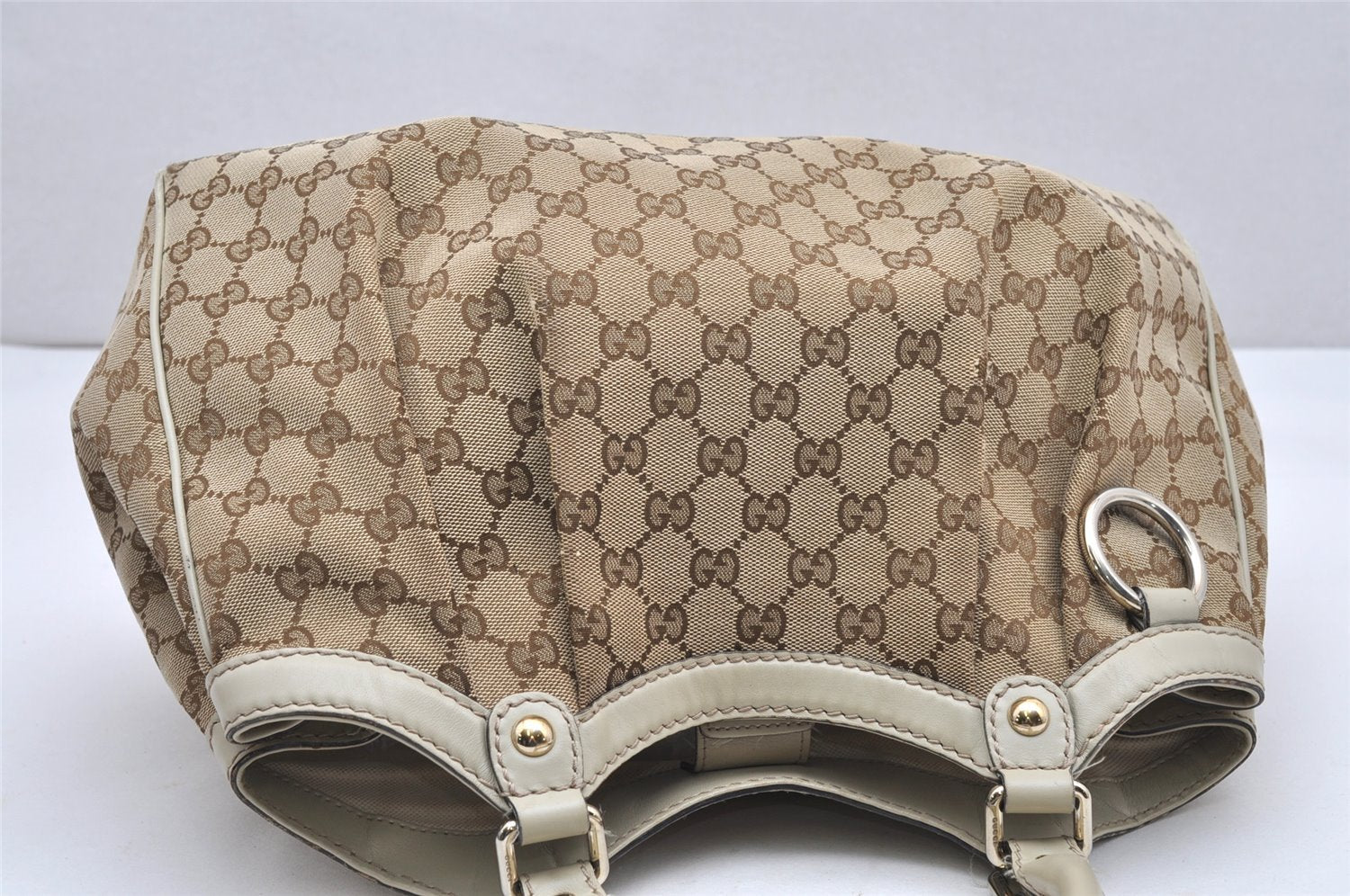 Authentic GUCCI Sukey Shoulder Tote Bag GG Canvas Leather 211944 Brown 5257K