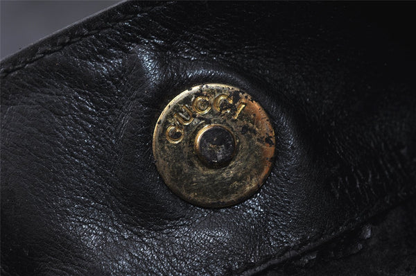 Authentic GUCCI Vintage Bamboo Hand Tote Bag Leather Black Junk 5259I