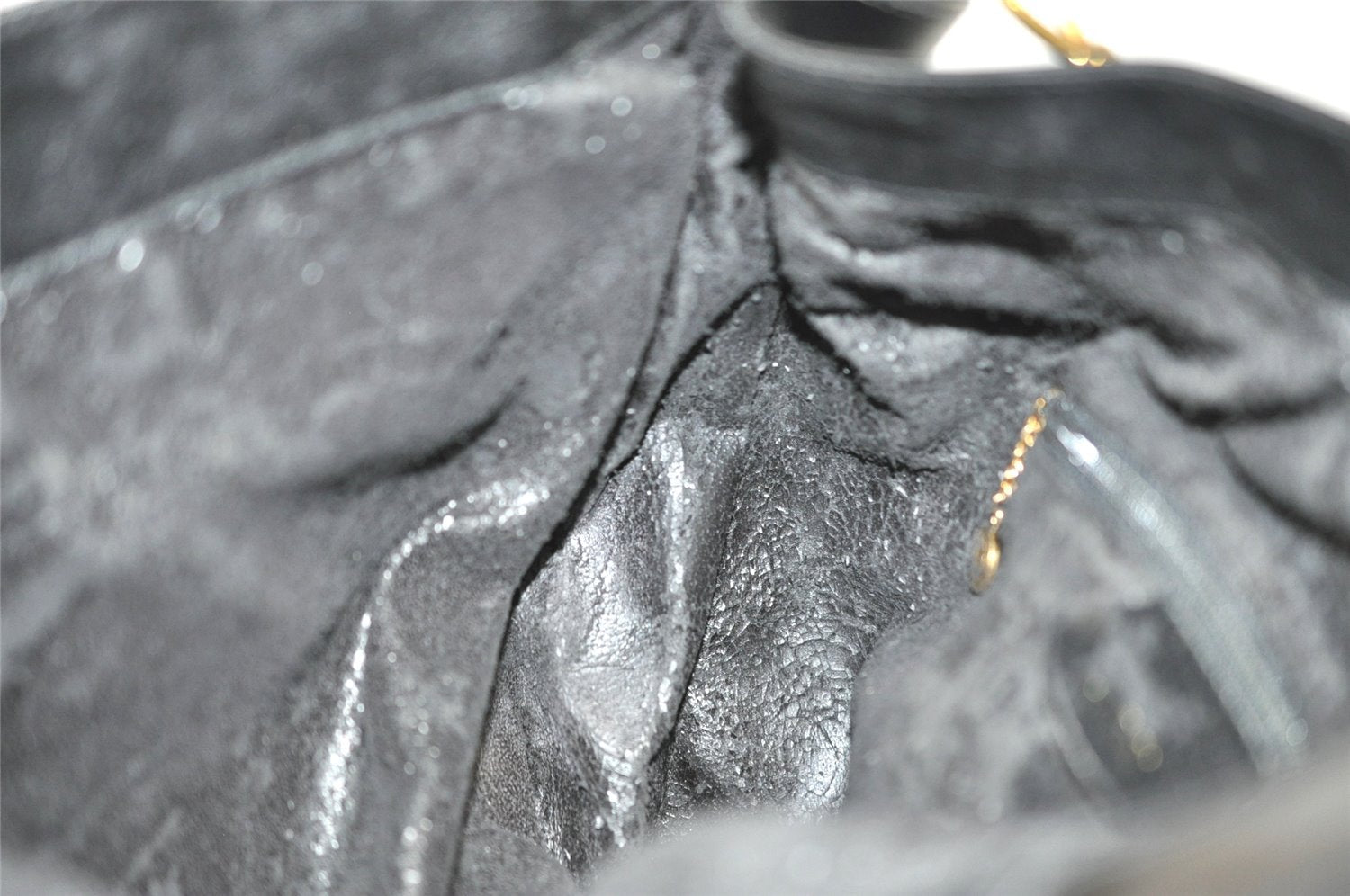 Authentic GUCCI Vintage Bamboo Hand Tote Bag Leather Black Junk 5259I