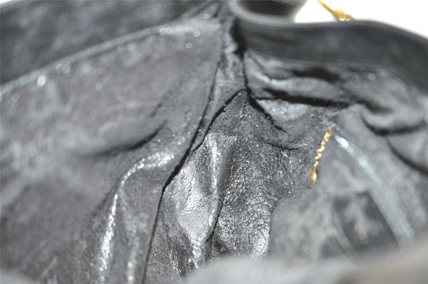 Authentic GUCCI Vintage Bamboo Hand Tote Bag Leather Black Junk 5259I