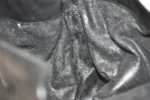 Authentic GUCCI Vintage Bamboo Hand Tote Bag Leather Black Junk 5259I