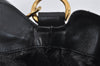 Authentic GUCCI Vintage Bamboo Hand Tote Bag Leather Black Junk 5259I