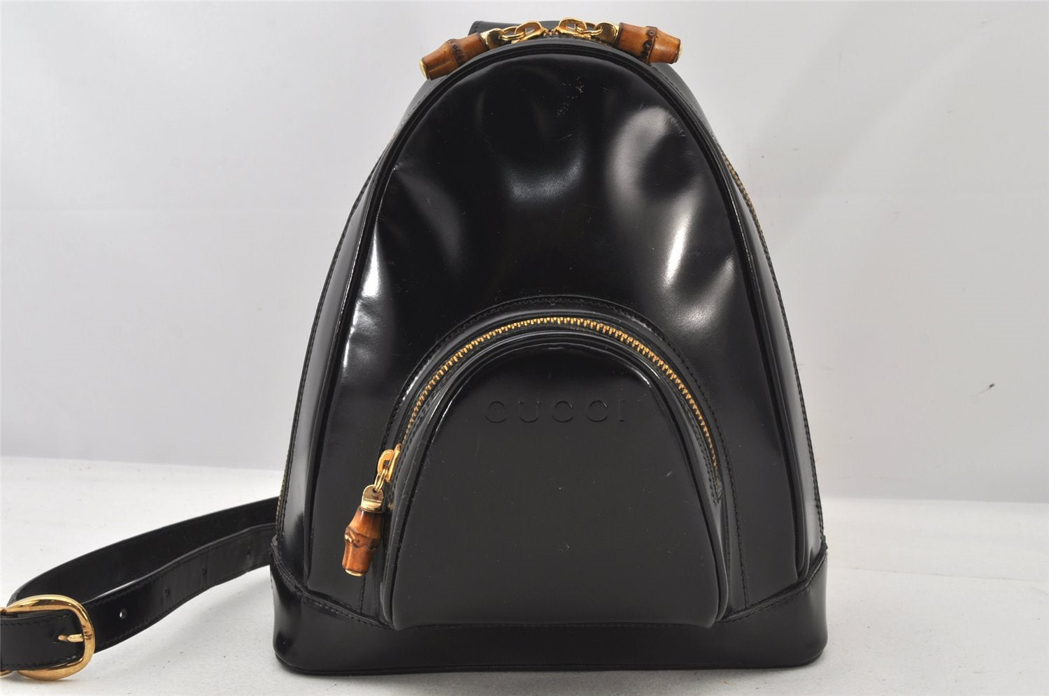 Authentic GUCCI Bamboo Shoulder Cross Bag Purse Leather Black Junk 5259K