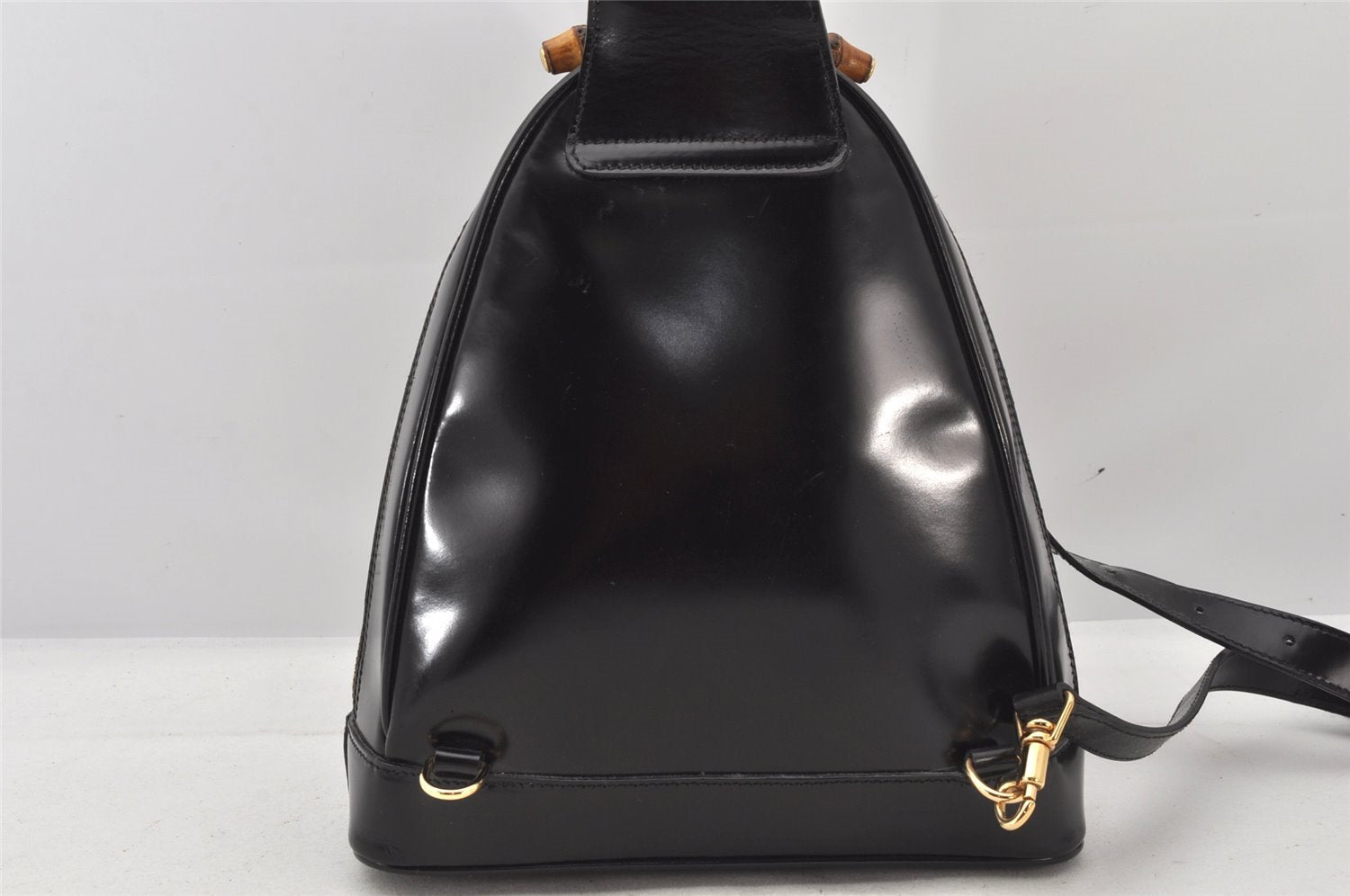 Authentic GUCCI Bamboo Shoulder Cross Bag Purse Leather Black Junk 5259K