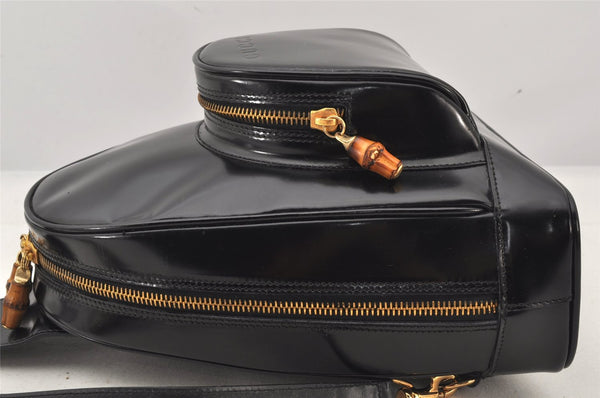 Authentic GUCCI Bamboo Shoulder Cross Bag Purse Leather Black Junk 5259K