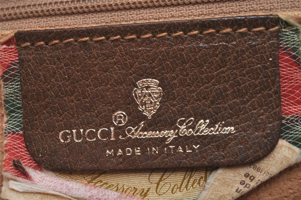 Authentic GUCCI 2Way Shoulder Cross Body Clutch Bag GG PVC Leather Brown 5260I