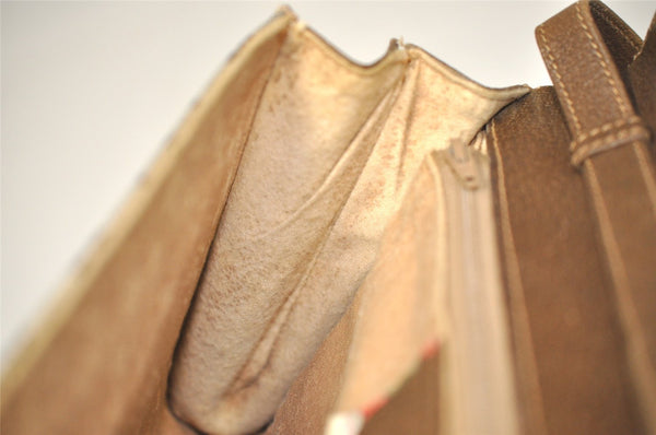 Authentic GUCCI 2Way Shoulder Cross Body Clutch Bag GG PVC Leather Brown 5260I