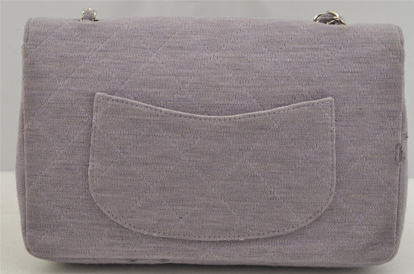 Authentic CHANEL Cotton Matelasse 25 Chain Shoulder Bag Purse Purple CC 5260J