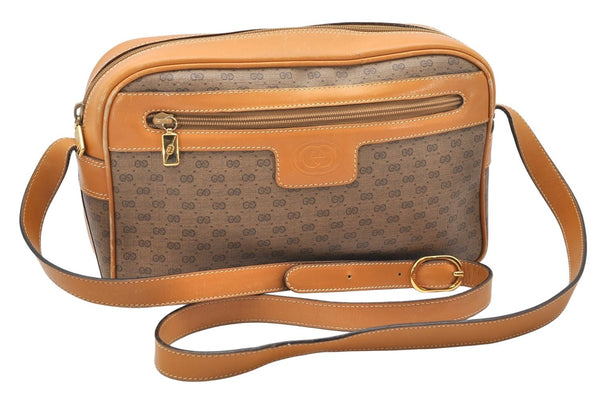 Authentic GUCCI Micro GG PVC Leather Shoulder Cross Body Bag Brown Junk 5262K