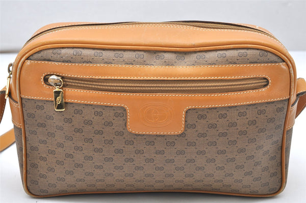 Authentic GUCCI Micro GG PVC Leather Shoulder Cross Body Bag Brown Junk 5262K