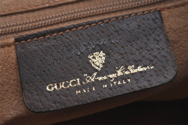 Authentic GUCCI Web Sherry Line Shoulder Cross Bag GG PVC Leather Brown 5263I