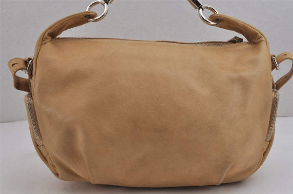 Authentic FURLA Vintage Leather 2Way Shoulder Hand Bag Purse Beige 5264J