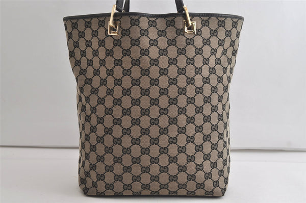 Authentic GUCCI Vintage Shoulder Tote Bag GG Canvas Leather 0021098 Black 5264K