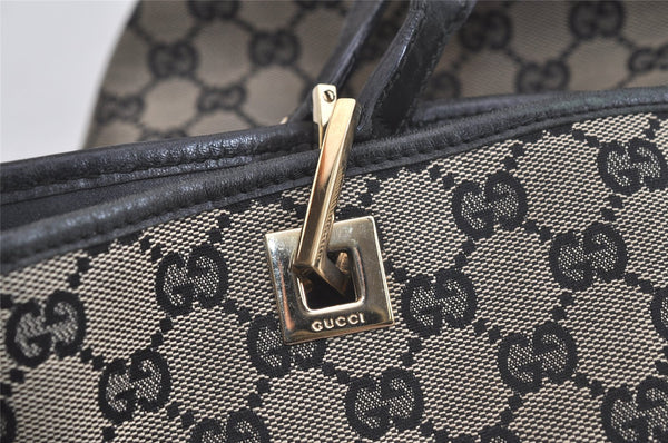 Authentic GUCCI Vintage Shoulder Tote Bag GG Canvas Leather 0021098 Black 5264K