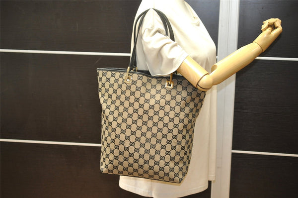 Authentic GUCCI Vintage Shoulder Tote Bag GG Canvas Leather 0021098 Black 5264K