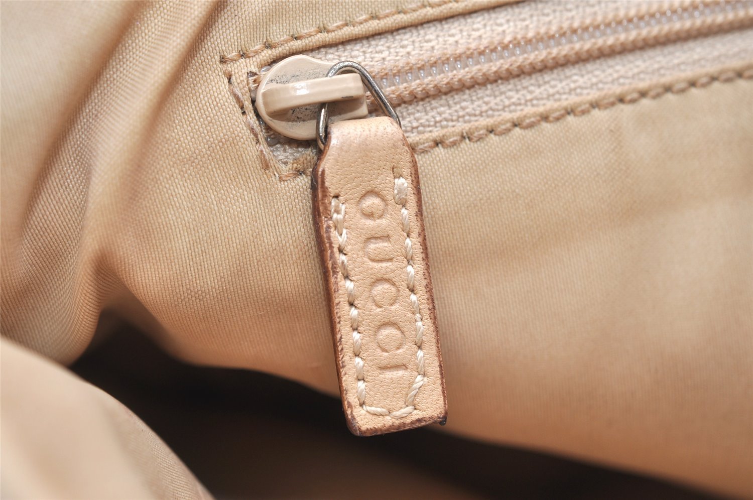 Authentic GUCCI Bamboo Hand Shoulder Bag Purse Leather 0013870 Beige Junk 5265K