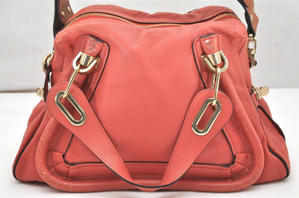 Authentic Chloe Paraty Medium 2Way Shoulder Hand Bag Purse Leather Pink 5266K