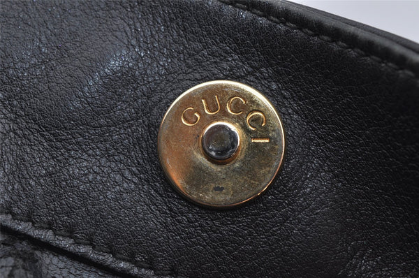 Authentic GUCCI Vintage Bamboo Shoulder Bag Purse Leather 0011638 Black 5267I
