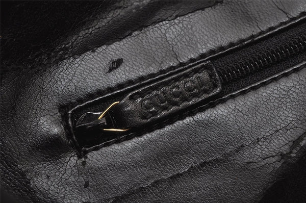 Authentic GUCCI Vintage Bamboo Shoulder Bag Purse Leather 0011638 Black 5267I