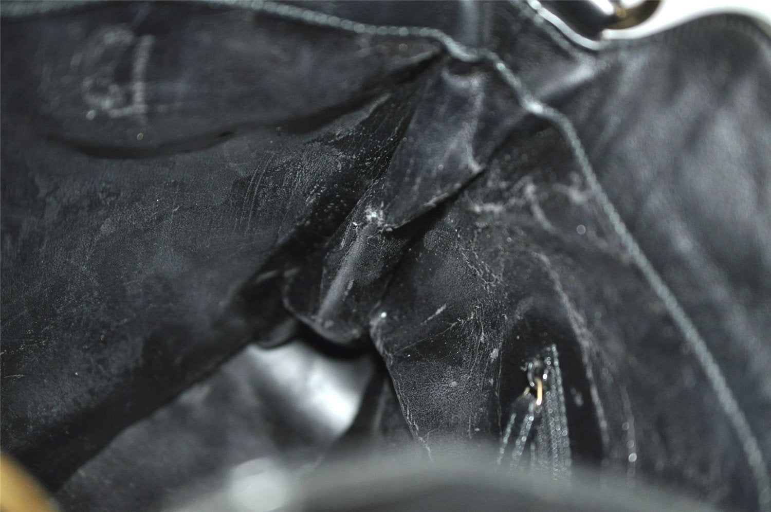 Authentic GUCCI Vintage Bamboo Shoulder Bag Purse Leather 0011638 Black 5267I