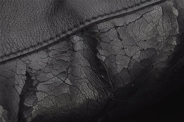 Authentic GUCCI Vintage Bamboo Shoulder Bag Purse Leather 0011638 Black 5267I