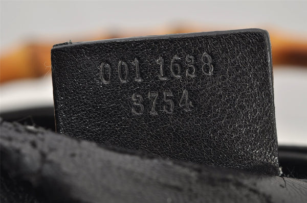 Authentic GUCCI Vintage Bamboo Shoulder Bag Purse Leather 0011638 Black 5267I