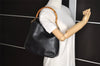 Authentic GUCCI Vintage Bamboo Shoulder Bag Purse Leather 0011638 Black 5267I