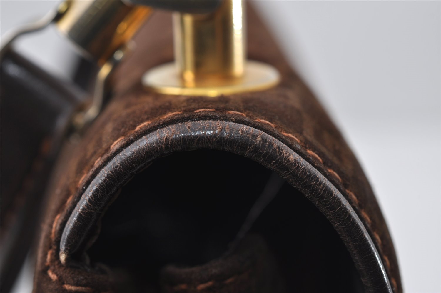 Authentic GUCCI Square GG Suede Leather Shoulder Hand Bag Purse Brown 5269I