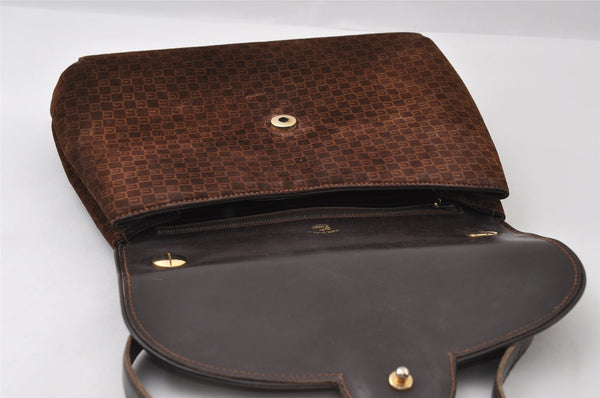Authentic GUCCI Square GG Suede Leather Shoulder Hand Bag Purse Brown 5269I