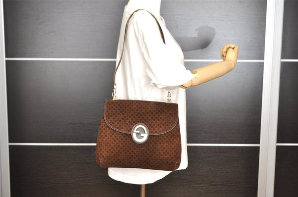 Authentic GUCCI Square GG Suede Leather Shoulder Hand Bag Purse Brown 5269I