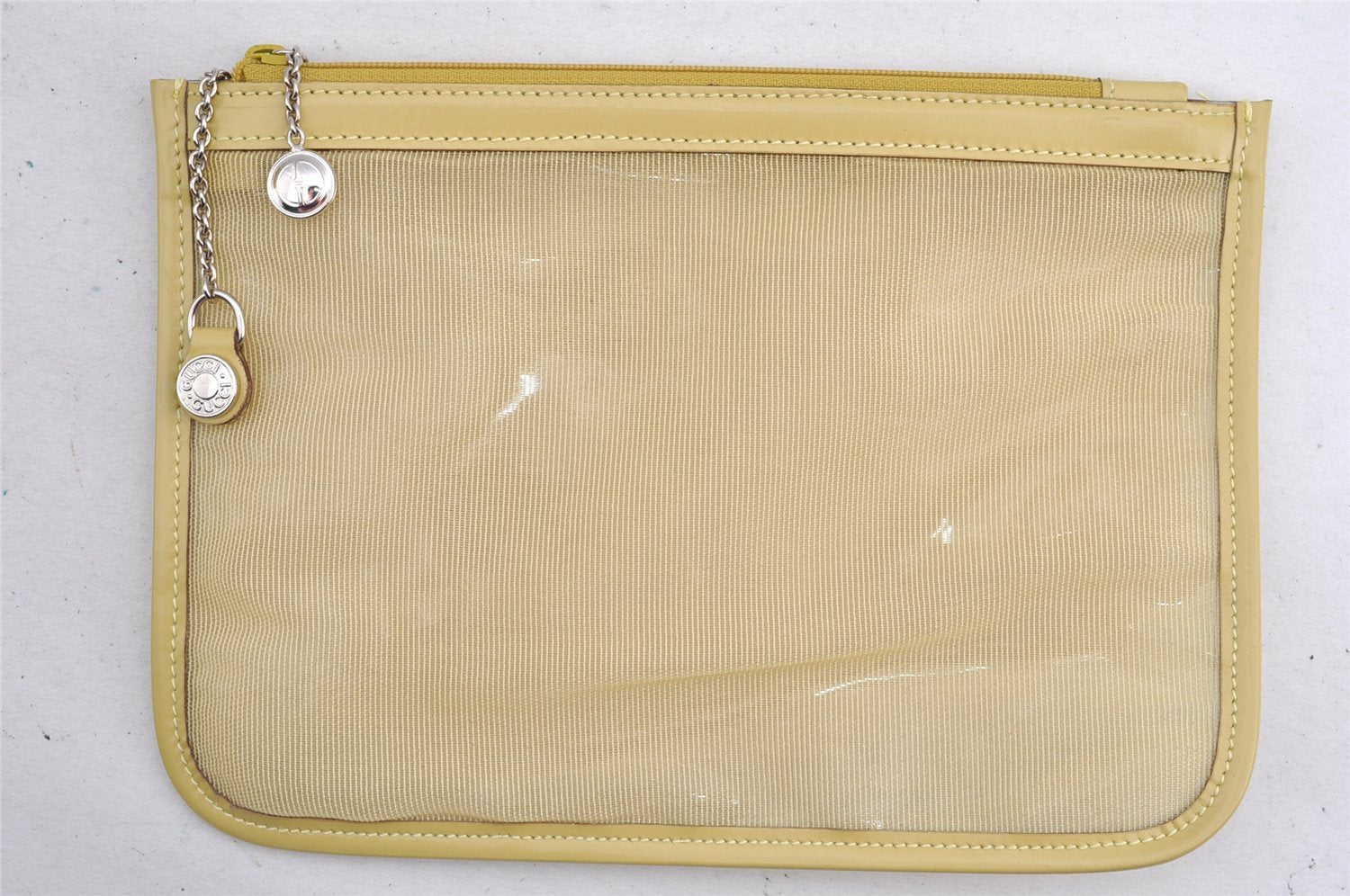 Authentic GUCCI Vintage Shoulder Tote Bag Mesh Leather Yellow 5273I