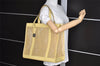 Authentic GUCCI Vintage Shoulder Tote Bag Mesh Leather Yellow 5273I