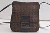 Authentic FENDI Zucchino Mamma Baguette Shoulder Bag Canvas Leather Brown 5273K