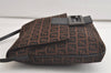 Authentic FENDI Zucchino Mamma Baguette Shoulder Bag Canvas Leather Brown 5273K